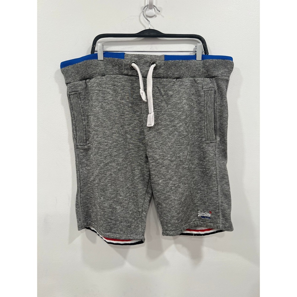 Superdry Shorts Mens 2XL Grey Fleece Athletic Sweat Shorts Blue Orange Label